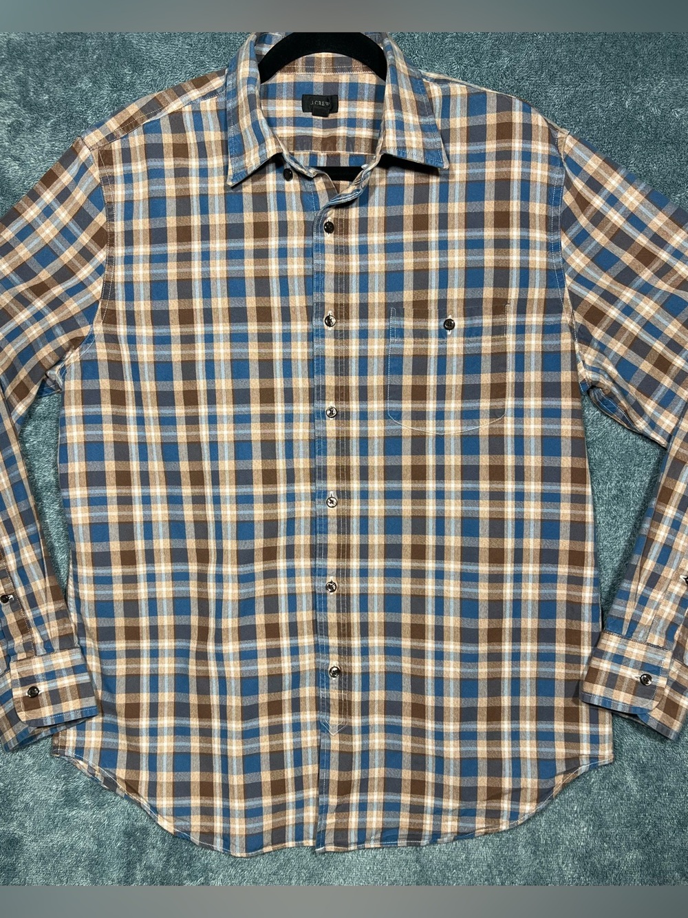 J.Crew Men’s Blue Brown Plaid Flannel Shirt Large